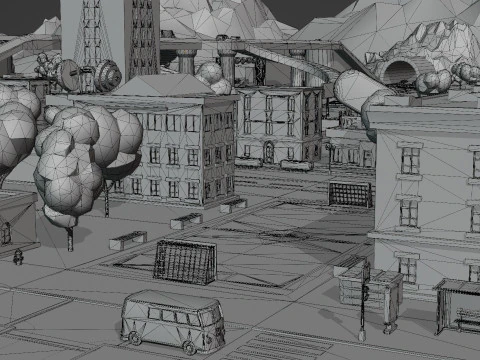 Low Poly Stylized City Pack 3D Model