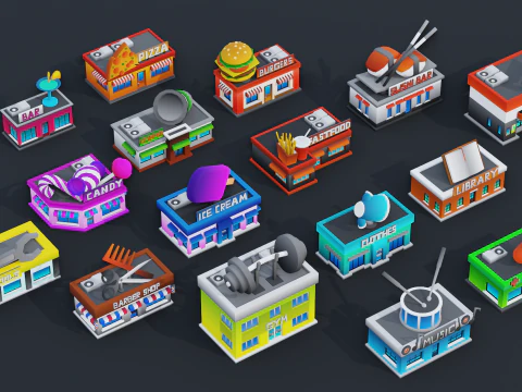 Low Poly Stylized City Pack 3D Model