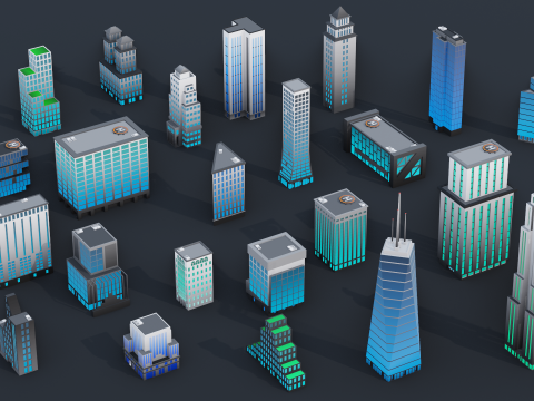 Low Poly Stylized City Pack Modelo 3D