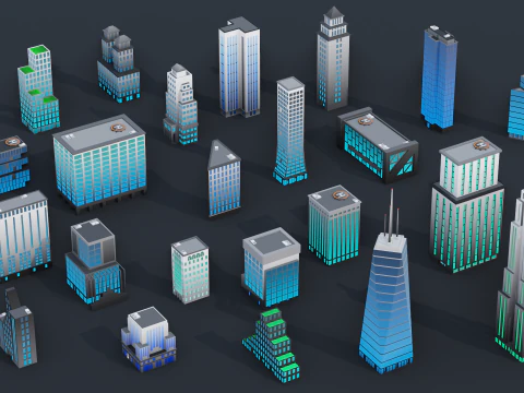 Low Poly Stylized City Pack 3D Model
