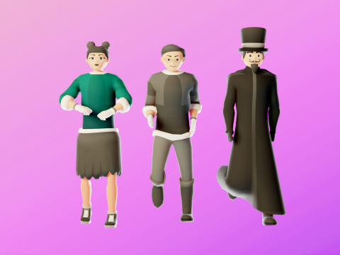Low Poly Stylized Characters Pack 1 3D मॉडल