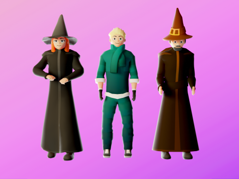 Low Poly Stylized Characters Pack 1 3D मॉडल