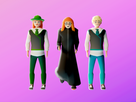 Low Poly Stylized Characters Pack 1 3D मॉडल