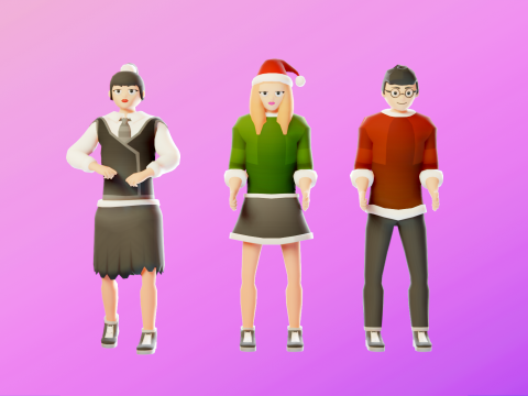 Low Poly Stylized Characters Pack 1 3D मॉडल