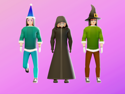 Low Poly Stylized Characters Pack 1 3D मॉडल