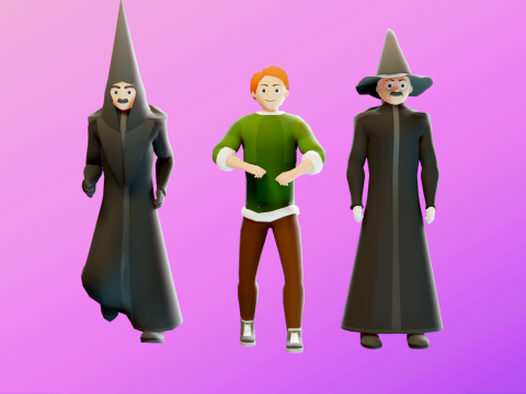 Low Poly Stylized Characters Pack 1 3D मॉडल