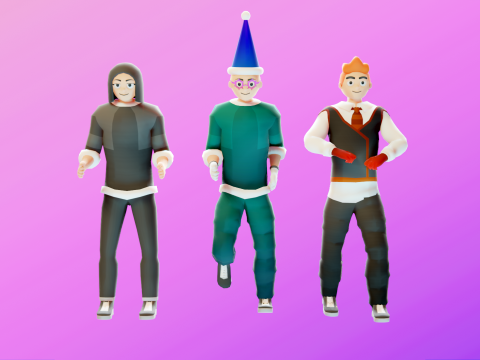 Low Poly Stylized Characters Pack 1 3D मॉडल