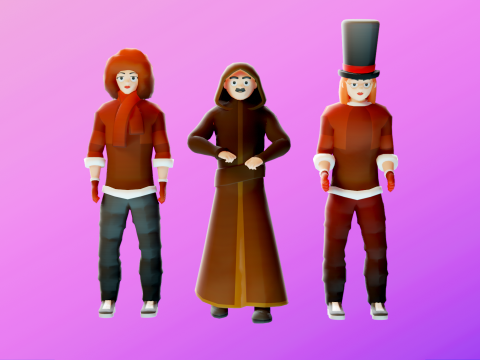 Low Poly Stylized Characters Pack 1 3D मॉडल