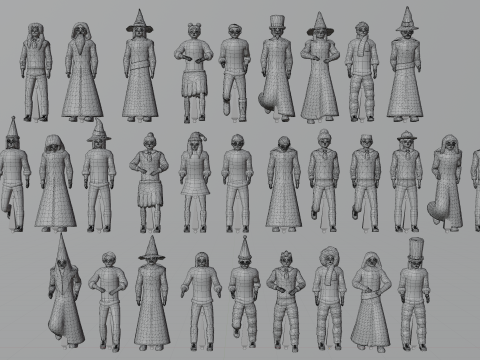 Low Poly Stylized Characters Pack 1 3D मॉडल