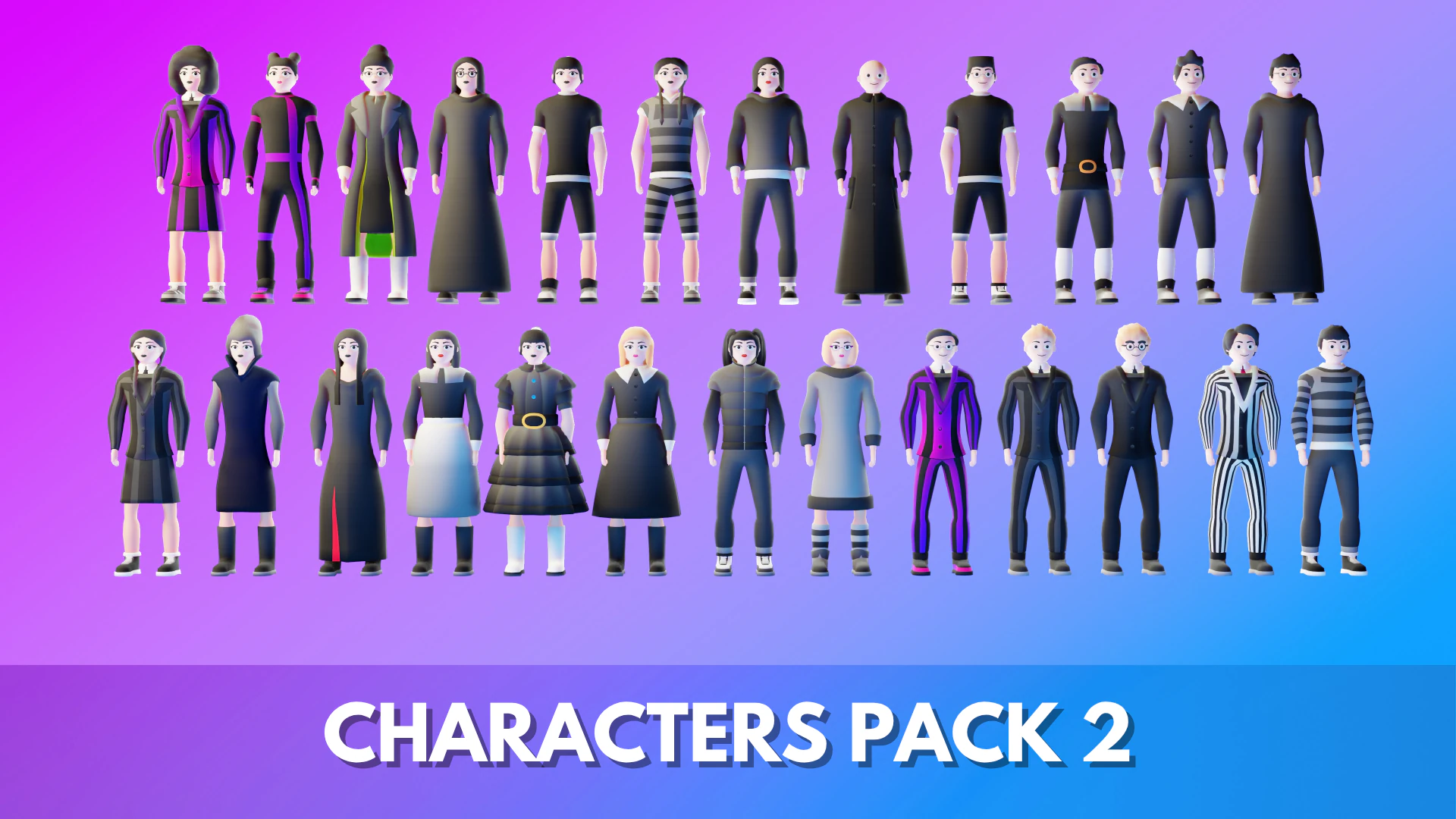 Casual Characters Pack 2 3D Model .c4d .max .obj .3ds .fbx .stl .blend 