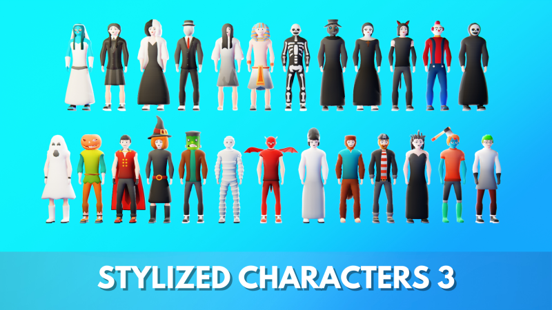 Low Poly Stylized Characters Pack 3 Modelo 3D .c4d .max .obj .3ds .fbx .stl .blend