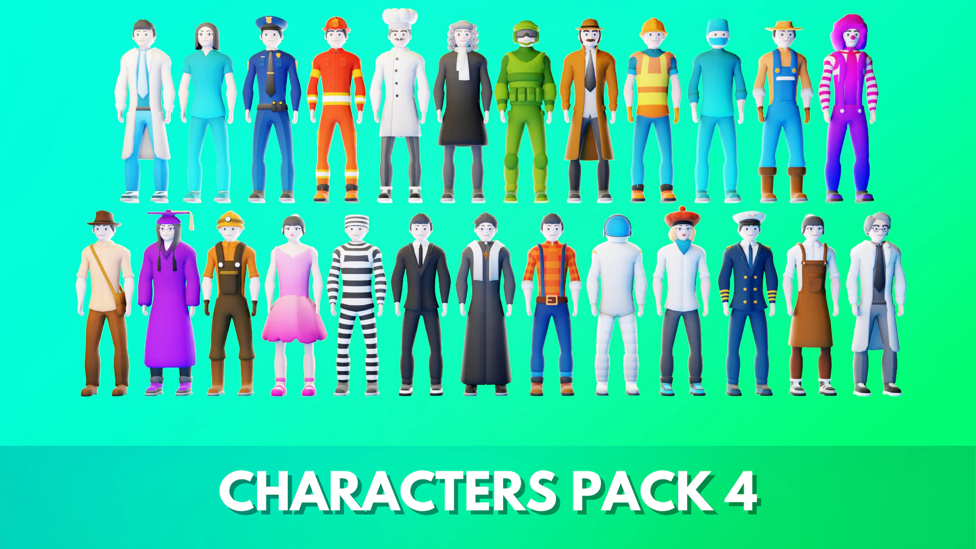 Casual Characters Pack 4 3D Model .c4d .max .obj .3ds .fbx .stl .blend 