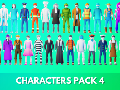 Casual Characters Pack 4 3D Model