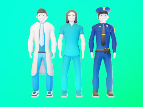 Low Poly Stylized Character Pack 4 3D 模型