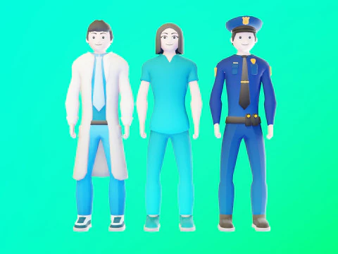 Casual Characters Pack 4 3D Model