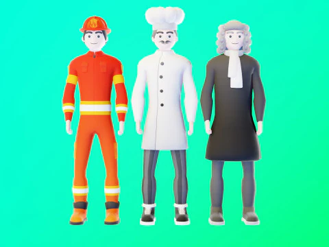 Casual Characters Pack 4 3D Model