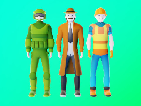 Low Poly Stylized Character Pack 4 3D 模型
