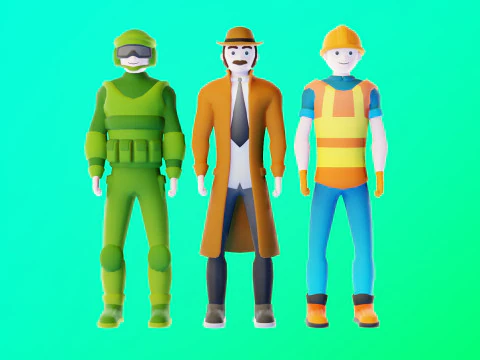 Casual Characters Pack 4 3D Model