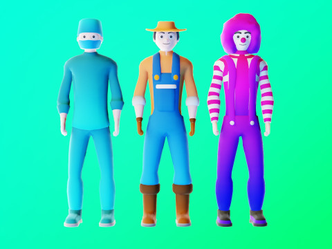 Low Poly Stylized Character Pack 4 3D 模型