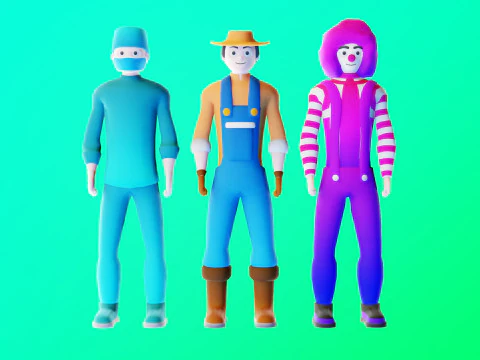 Casual Characters Pack 4 3D Model