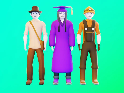 Casual Characters Pack 4 3D Model