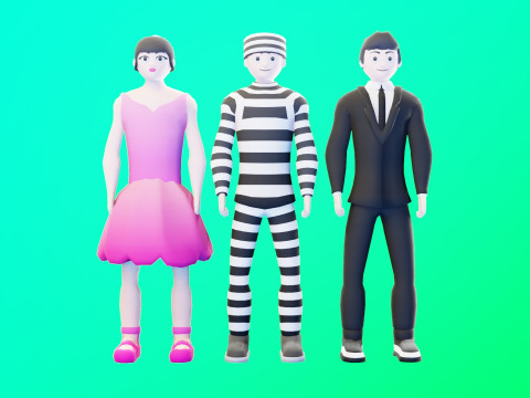 Low Poly Stylized Character Pack 4 3D 模型