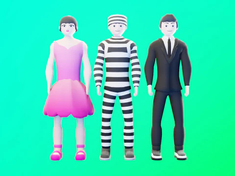 Casual Characters Pack 4 3D Model