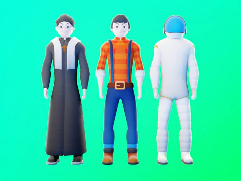 Casual Characters Pack 4 3D Model