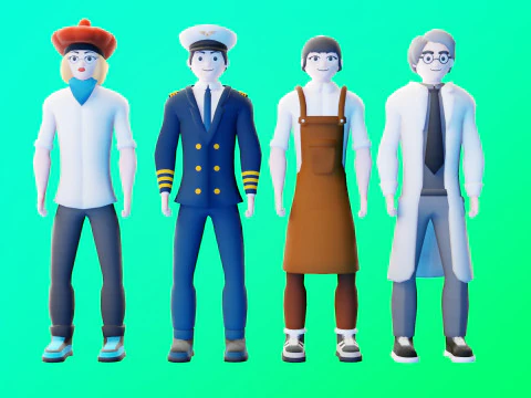 Casual Characters Pack 4 3D Model