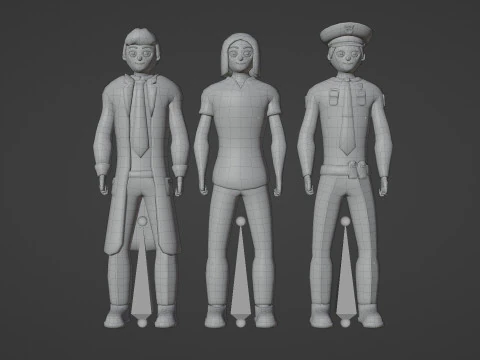 Casual Characters Pack 4 3D Model