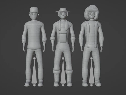 Casual Characters Pack 4 3D Model