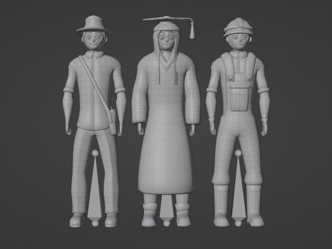 Low Poly Stylized Character Pack 4 3D 模型