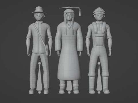 Casual Characters Pack 4 3D Model