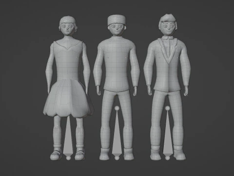 Casual Characters Pack 4 3D Model