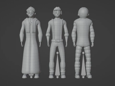 Casual Characters Pack 4 3D Model