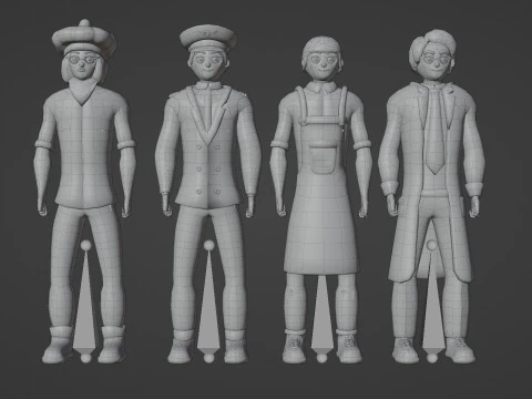 Casual Characters Pack 4 3D Model