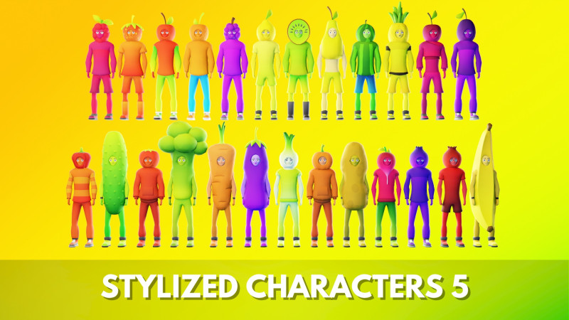 Low Poly Stylized Characters Pack 5 3D Model .c4d .max .obj .3ds .fbx .stl .blend