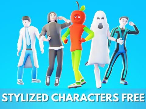 Low Poly Stylized Characters Pack FREE Modello 3D