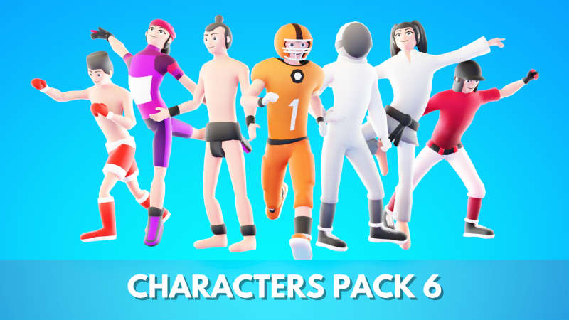 Low Poly Stylized Characters Pack 6 3D Model .c4d .max .obj .3ds .fbx .stl .blend