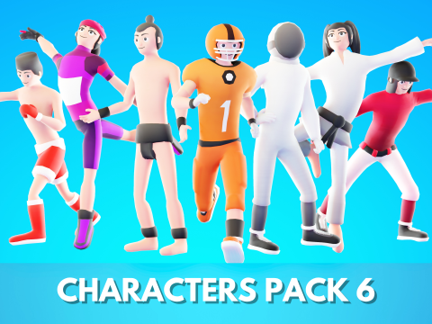 Low Poly Stylized Characters Pack 6 Modello 3D