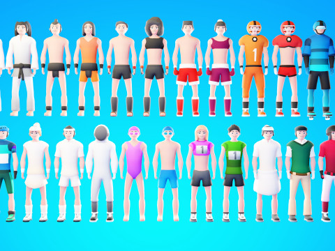 Low Poly Stylized Characters Pack 6 3D Model