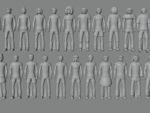 Low Poly Stylized Characters Pack 6 3D Model