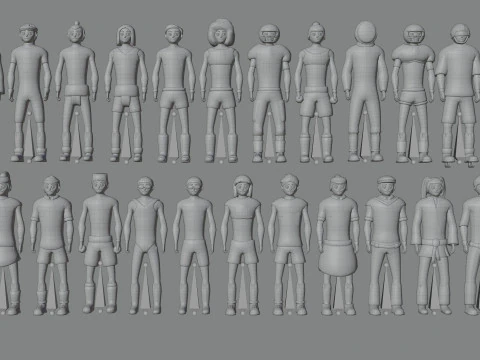 Casual Characters Pack 6 3D Model