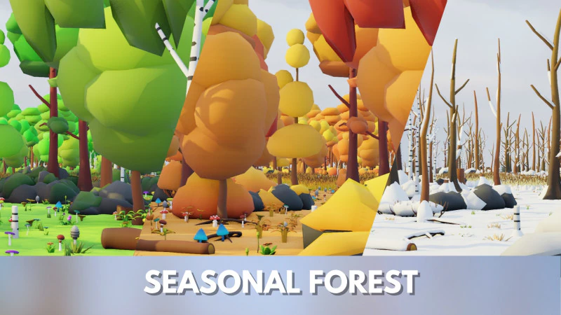 Low Poly Seasonal Forest Biome 3D Model .c4d .max .obj .3ds .fbx .stl .blend 