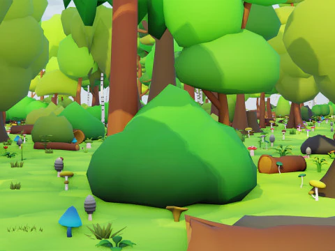 Low Poly Seasonal Forest Biome 3D Model