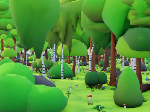 低聚季节性森林生物群落 3D 模型