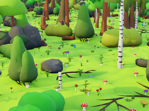 低聚季节性森林生物群落 3D 模型