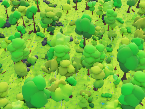 低聚季节性森林生物群落 3D 模型