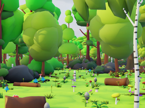 低聚季节性森林生物群落 3D 模型