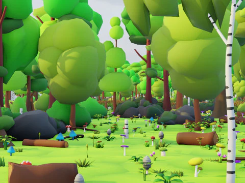 Low Poly Seasonal Forest Biome 3D Model